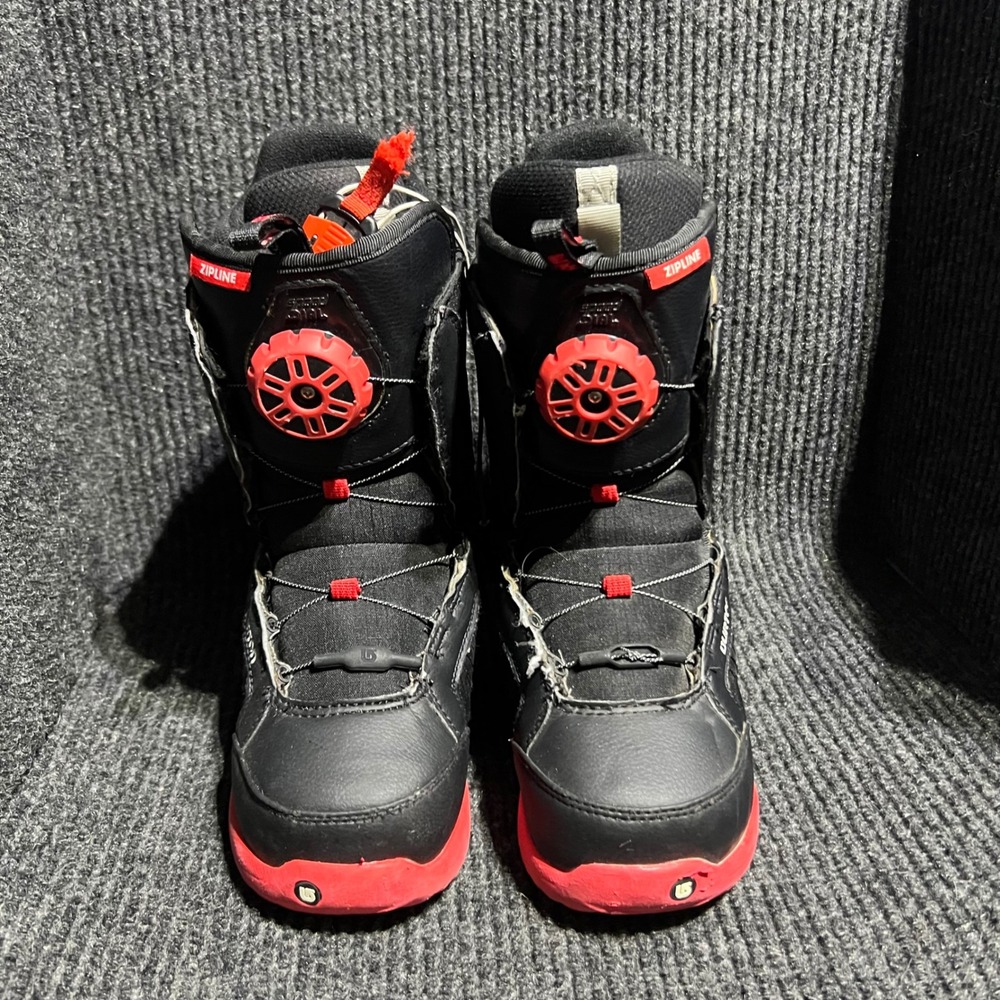 Burton Zipline Snowboard Boots Youth 4 Black Red BOA Lacing Imprint 1 Liner